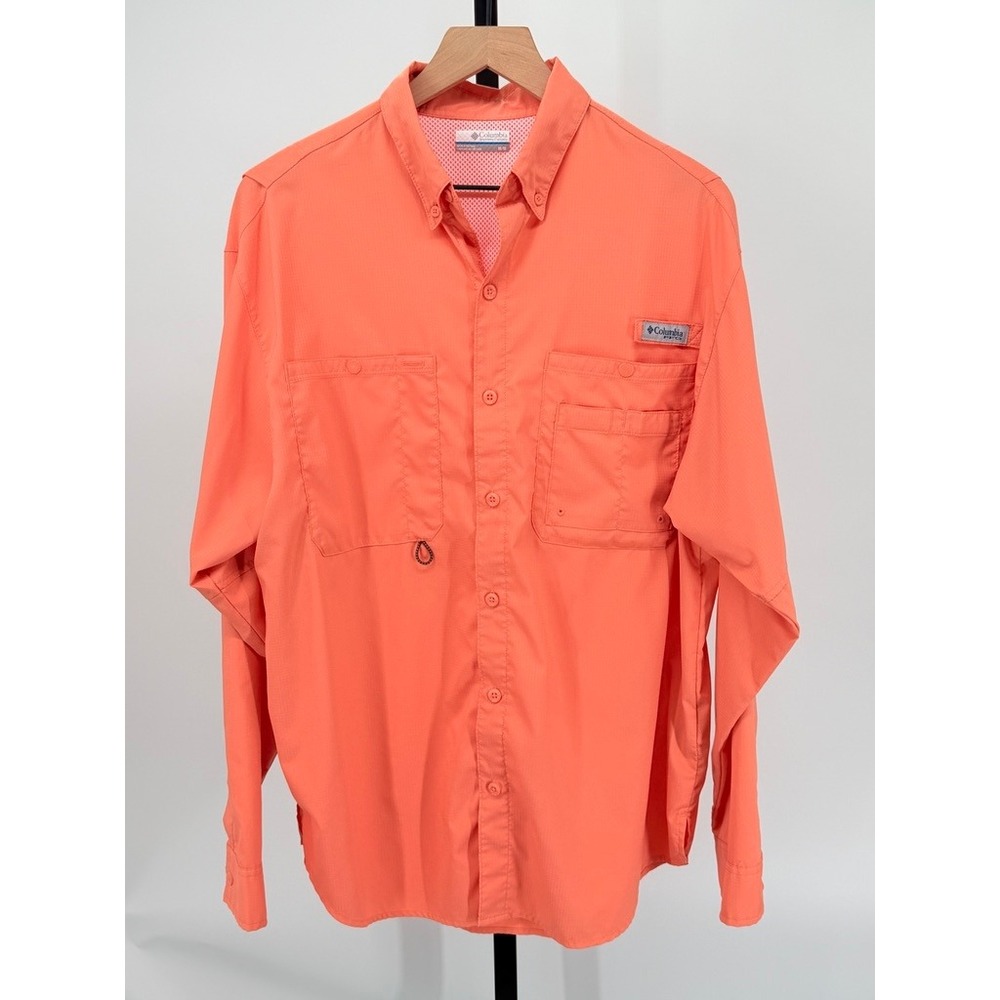 Columbia PFG Tamiami II Mens M Long Sleeve Fishing Shirt Melonade Vented
